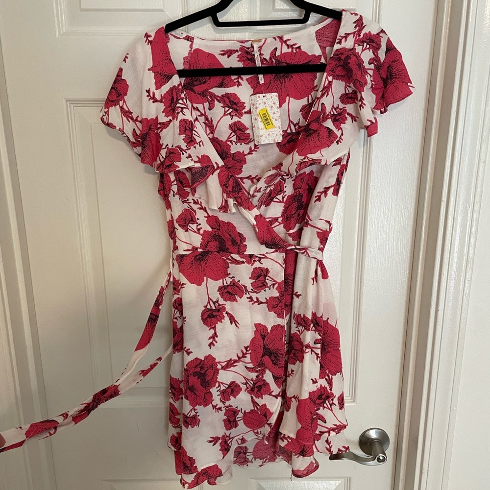 Free People Floral Wrap Mini Dress